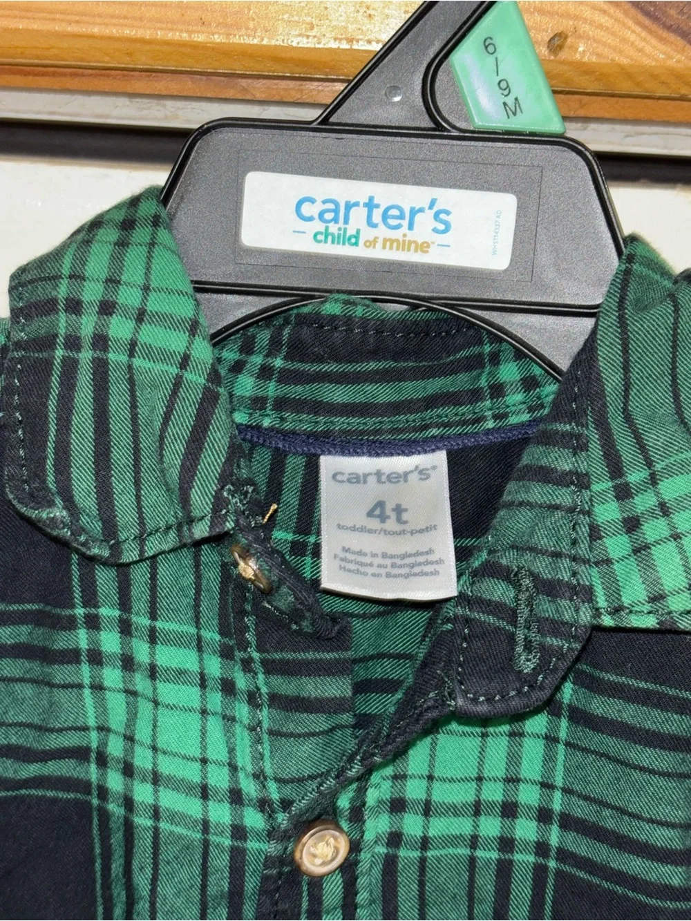 Carter's Green and Black Plaid Shirt